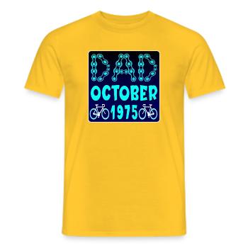CYCLING DAD BIRTHDAY OCTOBER 1975 - Men's T-Shirt - yellow - Front - AI Model Male 178 dark (178cm)