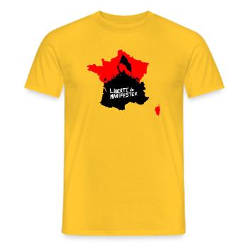 Liberté de manifester - T-shirt homme - jaune - Devant - AI Model Male 178 dark (178cm)