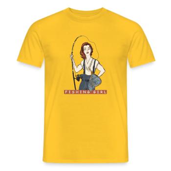 Mädchen beim Angeln - Männer T-Shirt - Gelb - Vorne - AI Model Male 178 dark (178cm)