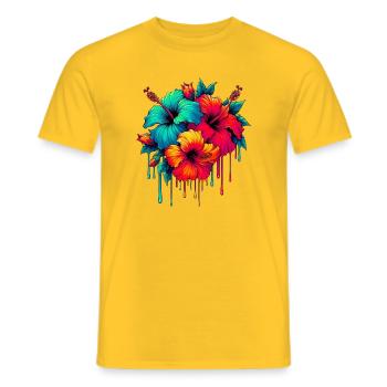 Fleurs d’hibiscus - T-shirt homme - jaune - Devant - AI Model Male 178 dark (178cm)