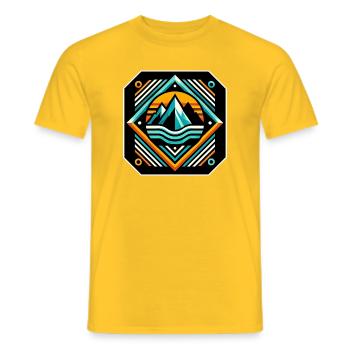 Geometrische Bergsonne mit Wellen - Männer T-Shirt - Gelb - Vorne - AI Model Male 178 dark (178cm)