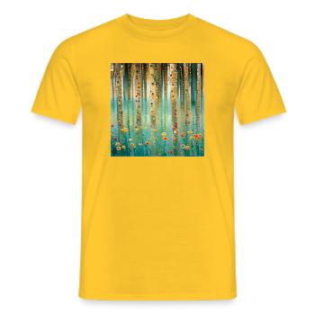 Forêt abstraite de fleurs et reflets - T-shirt homme - jaune - Devant - AI Model Male 178 dark (178cm)