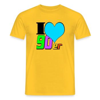 90s Party , Theme Party , 90s Love (25) - Men's T-Shirt - yellow - Front - AI Model Male 178 dark (178cm)