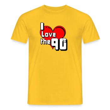 90s Party , Theme Party , 90s Love (25) - Men's T-Shirt - yellow - Front - AI Model Male 178 dark (178cm)