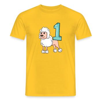 Zahl 1 Nummer Eins - Pudel Hund Motiv - Männer T-Shirt - Gelb - Vorne - AI Model Male 178 dark (178cm)