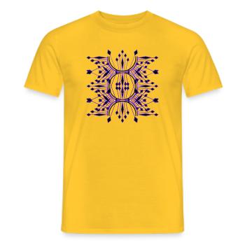Réseau Violet Symétrie Mandala - T-shirt homme - jaune - Devant - AI Model Male 178 dark (178cm)