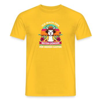 Alpaka machen den besten Dünger für meinen Garten - Männer T-Shirt - Gelb - Vorne - AI Model Male 178 dark (178cm)
