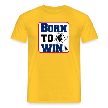 Floorball Born to win Sticker (25) - Men's T-Shirt - yellow - Front - AI Model Male 178 dark (178cm)