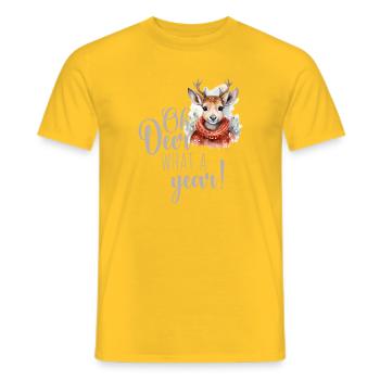 Oh Deer What a Year Weihnachtsmarkt  - Männer T-Shirt - Gelb - Vorne - AI Model Male 178 dark (178cm)
