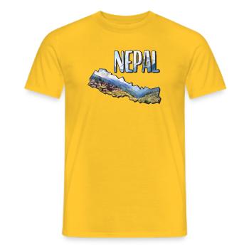 Carte à l’aquarelle Népal - T-shirt homme - jaune - Devant - AI Model Male 178 dark (178cm)
