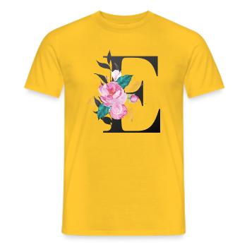 Eleganter Buchstabe 'E' mit Blumen - Männer T-Shirt - Gelb - Vorne - AI Model Male 178 dark (178cm)