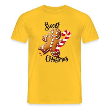 Joyeux bonhomme en pain d’épice avec canne à sucre - T-shirt homme - jaune - Devant - AI Model Male 178 dark (178cm)