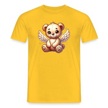 Ours en peluche ange doux compagnon de Noël - T-shirt homme - jaune - Devant - AI Model Male 178 dark (178cm)