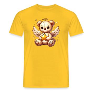 Teddybär Engel-süßer Begleiter der Weihnachtszeit - Männer T-Shirt - Gelb - Vorne - AI Model Male 178 dark (178cm)