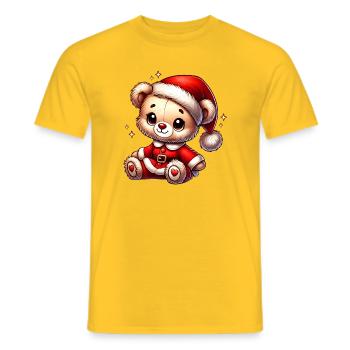 Süßer Weihnachts-Teddy im Santa-Look - Männer T-Shirt - Gelb - Vorne - AI Model Male 178 dark (178cm)