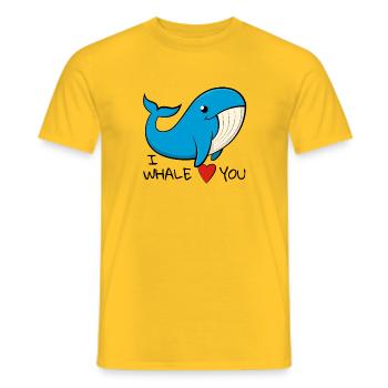 "I whale love you" Cheerful blue whale - Men's T-Shirt - yellow - Front - AI Model Male 178 dark (178cm)