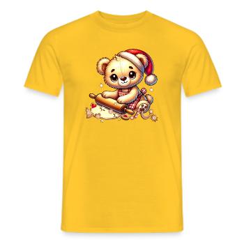 Baking Christmas Teddy – Sweet Festive Joy - Men's T-Shirt - yellow - Front - AI Model Male 178 dark (178cm)