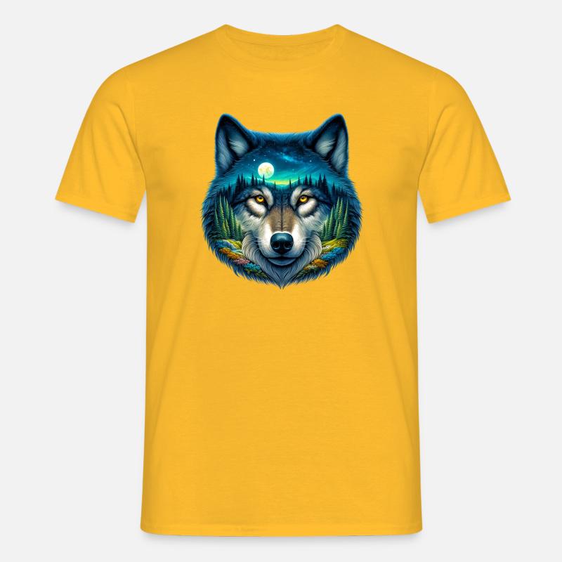 Wolf - Männer T-Shirt - Gelb