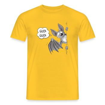 Guck Guck Fledermaus Cartoon Flughund - Männer T-Shirt - Gelb - Vorne - AI Model Male 178 dark (178cm)