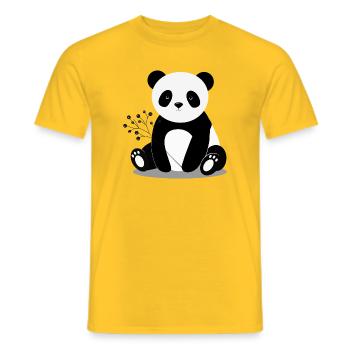 Panda Bär, der einen zarten Zweig mit Beeren hält - Männer T-Shirt - Gelb - Vorne - AI Model Male 178 dark (178cm)