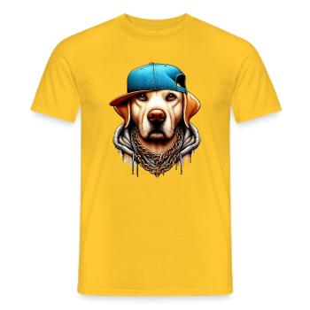 Dog - Men's T-Shirt - yellow - Front - AI Model Male 178 dark (178cm)