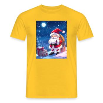 Weihnachts man mit Geschenke Sack - Männer T-Shirt - Gelb - Vorne - AI Model Male 178 dark (178cm)