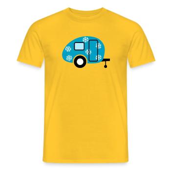 Caravan Snowflakes Caravan Camping Winter Fan - Men's T-Shirt - yellow - Front - AI Model Male 178 dark (178cm)