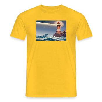 Lighthouse at night - Men's T-Shirt - yellow - Front - AI Model Male 178 dark (178cm)