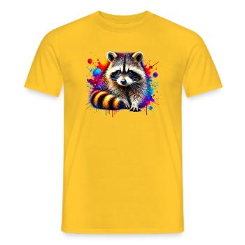 Raccoon - Men's T-Shirt - yellow - Front - AI Model Male 178 dark (178cm)