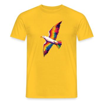 Seagull, Beach, Sea, North Sea, Baltic Sea, Herring Gull, Seagulls - Men's T-Shirt - yellow - Front - AI Model Male 178 dark (178cm)