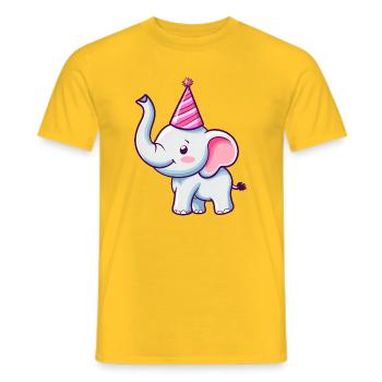 Süßer glücklicher Elefant mit Partyhut - Geburtstag - Männer T-Shirt - Gelb - Vorne - AI Model Male 178 dark (178cm)