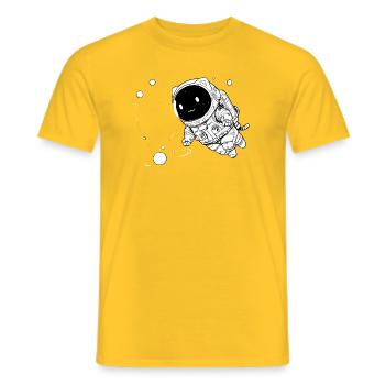 Drôle de chat galactique flottant dans l’espace - T-shirt homme - jaune - Devant - AI Model Male 178 dark (178cm)