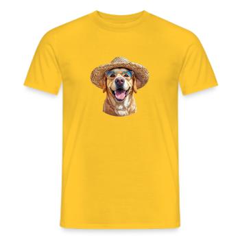 Labrador with straw hat and sunglasses - Men's T-Shirt - yellow - Front - AI Model Male 178 dark (178cm)