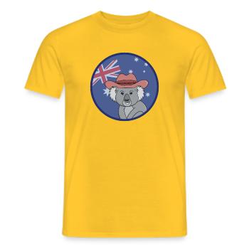 Adorable koala avec le drapeau australien - T-shirt homme - jaune - Devant - AI Model Male 178 dark (178cm)
