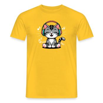 Musik Katze Notenschlüssel Design für Musiker und - Männer T-Shirt - Gelb - Vorne - AI Model Male 178 dark (178cm)