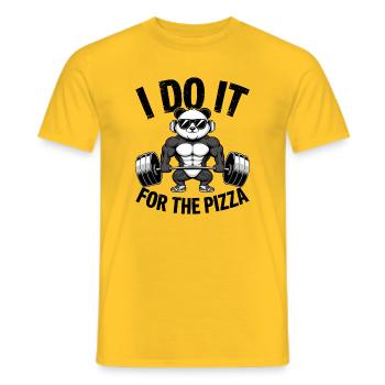 Je le fais pour le bodybuilder Pizza Barbell - T-shirt homme - jaune - Devant - AI Model Male 178 dark (178cm)