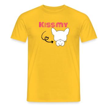 Kiss my Bulldog - Französischer Frechdachs - Männer T-Shirt - Gelb - Vorne - AI Model Male 178 dark (178cm)