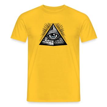 Tout Œil Voyant Conspiration Illuminati Secret p - T-shirt homme - jaune - Devant - AI Model Male 178 dark (178cm)