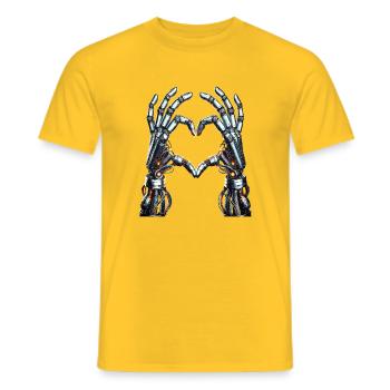 Robot Heart Hands - Cyborg Lovehands - Men's T-Shirt - yellow - Front - AI Model Male 178 dark (178cm)