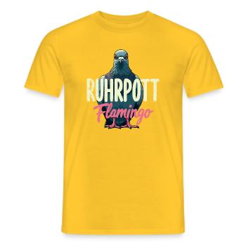 Ruhrpott Flamingo Ruhrgebiet Taube Dialekt - Männer T-Shirt - Gelb - Vorne - AI Model Male 178 dark (178cm)