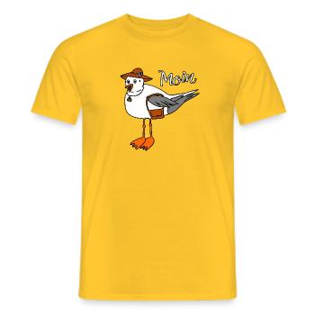 Möwe mit Handtasche Moin Ostsee Nordsee Urlaub - Männer T-Shirt - Gelb - Vorne - AI Model Male 178 dark (178cm)