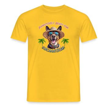 Shepherd Dog in Summer Look: Pawsitively Ready - Men's T-Shirt - yellow - Front - AI Model Male 178 dark (178cm)