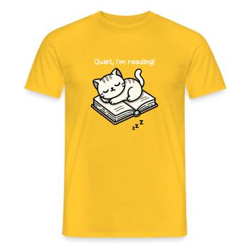 Moments de silence avec des livres - T-shirt homme - jaune - Devant - AI Model Male 178 dark (178cm)