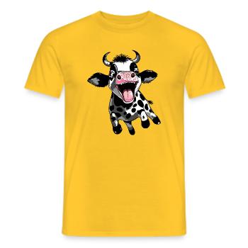 Springendes Kälbchen - Lustiges Kuh Kalb Design - Männer T-Shirt - Gelb - Vorne - AI Model Male 178 dark (178cm)