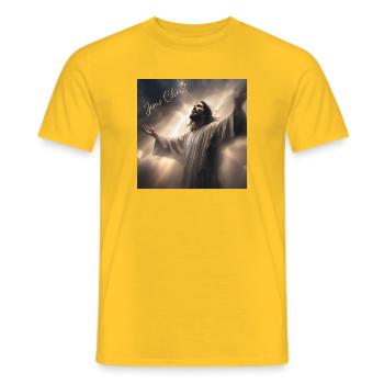 Jesus Christ, Catholic, Religious - Men's T-Shirt - yellow - Front - AI Model Male 178 dark (178cm)