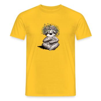 Blumen Faultier Im Frühling - Männer T-Shirt - Gelb - Vorne - AI Model Male 178 dark (178cm)
