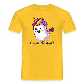 Flexible NPC Player – Colorful Unicorn Ghost - Men's T-Shirt - yellow - Front - AI Model Male 178 dark (178cm)