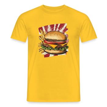 Burger und Fritten Retro - Männer T-Shirt - Gelb - Vorne - AI Model Male 178 dark (178cm)