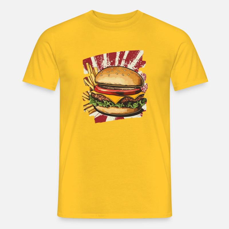 Burger und Fritten Retro - Männer T-Shirt - Gelb