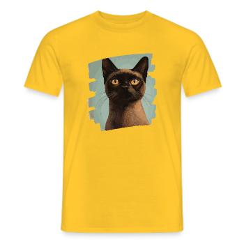 Burmese Burma Cat Retro - Men's T-Shirt - yellow - Front - AI Model Male 178 dark (178cm)